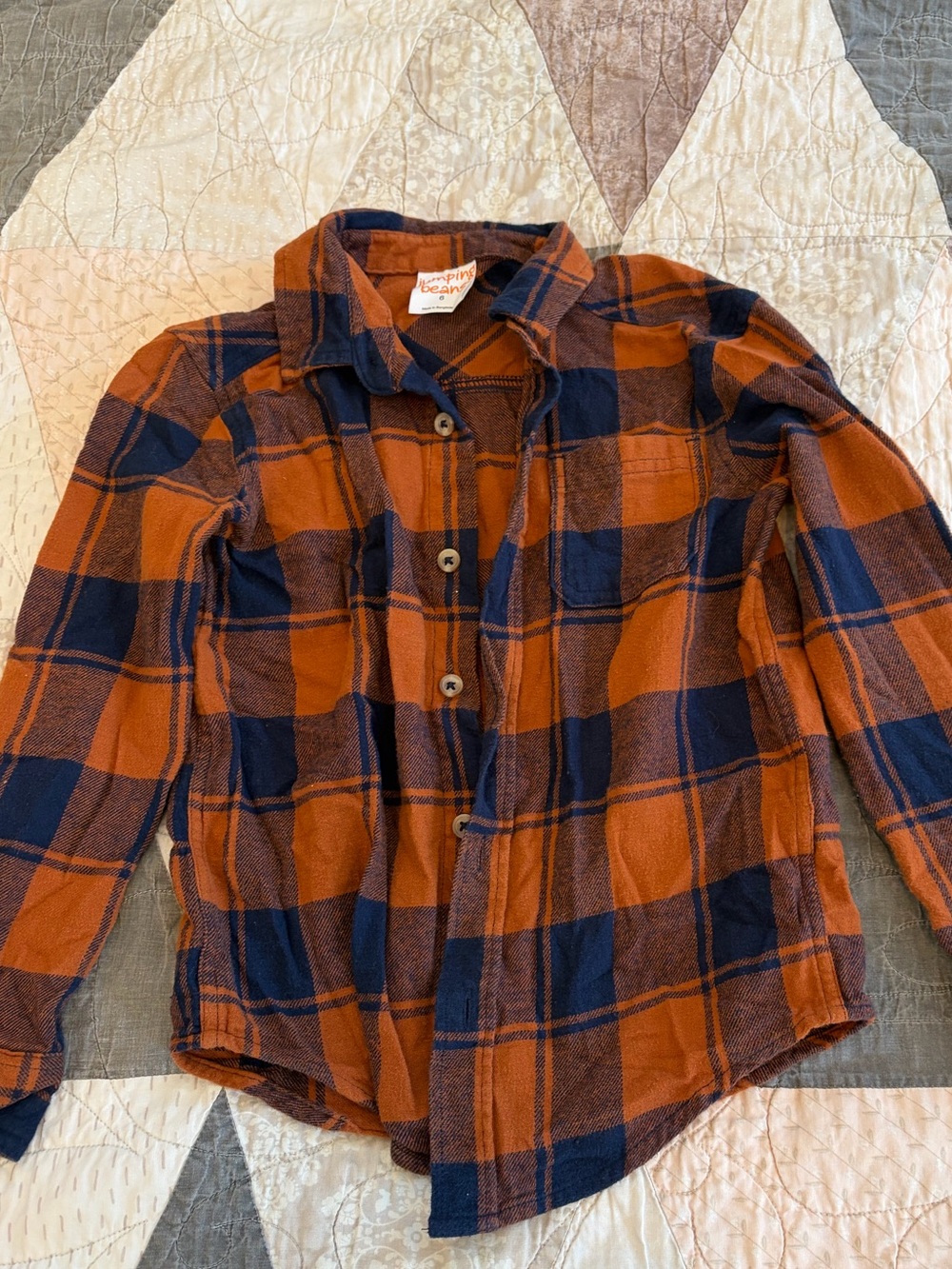 jumping beans Rust Orange & Navy Plaid Button-Down Shirt
